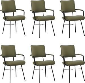 Set van 6 Olijfgroene leren industriële design eetkamerstoelen Solid - Toledo Leer Olive (olijfgroen leer)