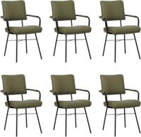 Set van 6 Olijfgroene leren industriële design eetkamerstoelen Solid - Toledo Leer Olive (olijfgroen leer) - thumbnail