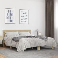 Bedframe bewerkt hout metaal sonoma eikenkleurig 150x200 cm - thumbnail
