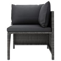 5-delige Loungeset met kussens poly rattan grijs - thumbnail