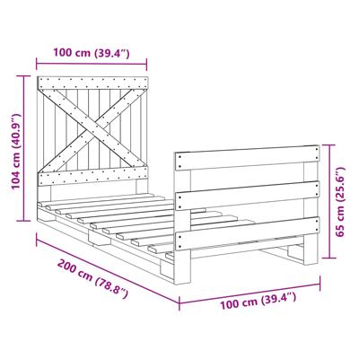 Bedframe met hoofdbord massief grenenhout 160x200 cm