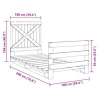 Bedframe met hoofdbord massief grenenhout 160x200 cm - thumbnail