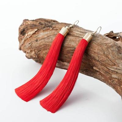 3 delige vrouwen Boho Fashion lange kwast Earrings(Red)