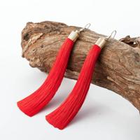 3 delige vrouwen Boho Fashion lange kwast Earrings(Red) - thumbnail