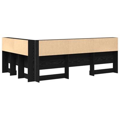 Opberghoofdbord met plank Zwart eiken 120 cm Bewerkt hout