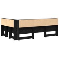 Opberghoofdbord met plank Zwart eiken 120 cm Bewerkt hout - thumbnail