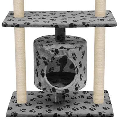 Kattenkrabpaal met sisal krabpalen 95 cm pootafdrukken grijs - thumbnail