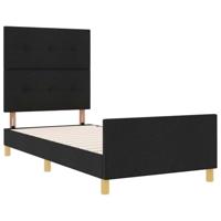 Bedframe met hoofdeinde Zwart 90 x 190 cm Stof - thumbnail