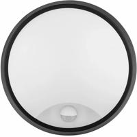 Zwarte LED Wandlamp met Sensor - 20W - 1600lm - Warm Wit 3000K - IP54 - Rond - thumbnail