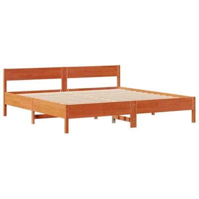 Bed met boekenkast zonder matras grenenhout wasbruin 180x200 cm