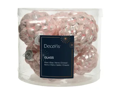 Dennenappel glas d5h7 cm poederroze 6st kerstbal hangdeco kerst Decoris - Decoris