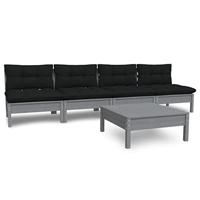 5-delige Loungeset met antracietkleurige kussens grenenhout - thumbnail