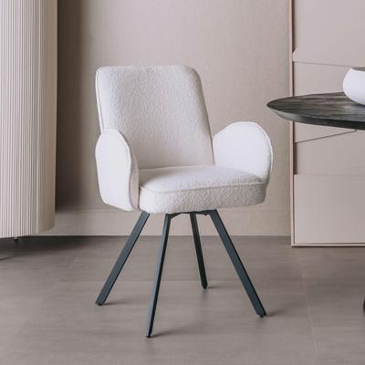 Tower Living Draaibare Eetkamerstoel 'Livo' Bouclé, kleur Wit