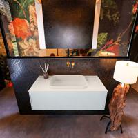 Badkamermeubelset Mondiaz Erin 100 cm met 1 Lade met RIDGE Wastafel Midden Linen Zonder Kraangaten Greeploos Mat Clay - thumbnail