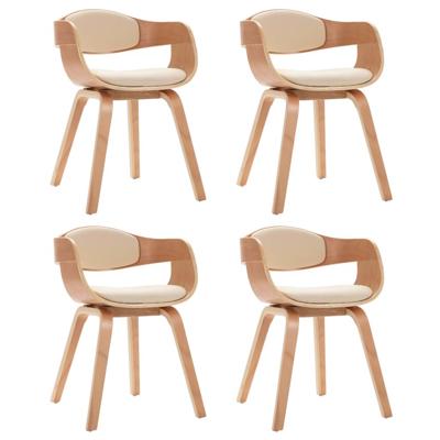 Eetkamerstoelen 4 st gebogen hout en kunstleer