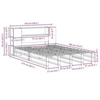 Bed met boekenkast zonder matras massief hout wit 120x190 cm - thumbnail
