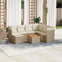 8-delige Loungeset met kussens poly rattan beige - thumbnail