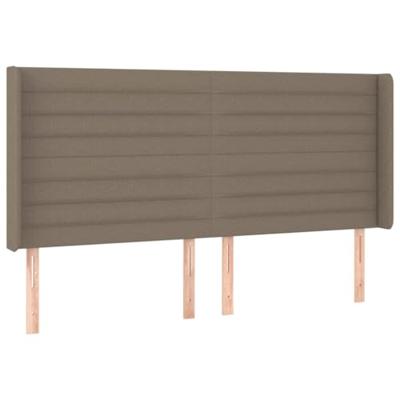 Hoofdbord met randen 163x16x118/128 cm stof taupe - thumbnail