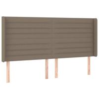 Hoofdbord met randen 203x16x118/128 cm stof taupe - thumbnail