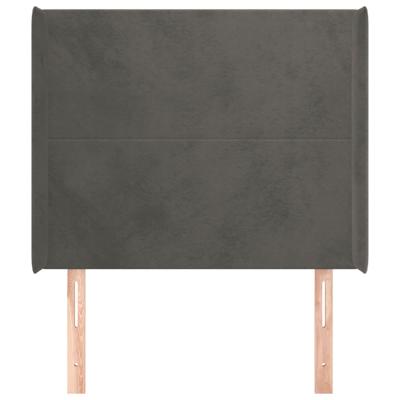 Hoofdbord met randen 103x16x118/128 cm fluweel donkergrijs - thumbnail
