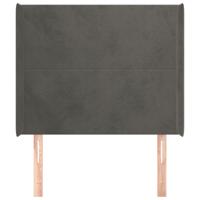 Hoofdbord met randen 203x16x78/88 cm fluweel donkergrijs - thumbnail