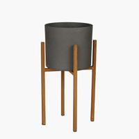 Mica Decorations bloempot Era rond 32.5x31cm donkergrijs mat - thumbnail