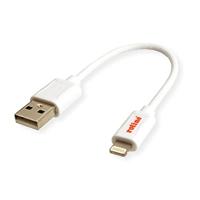 ROLINE 8pin naar USB 2.0 kabel voor iPhone, iPod, iPad, wit, 0,15 m - thumbnail