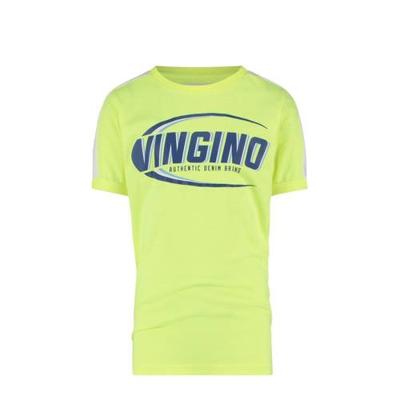 Vingino T-shirt Hampion met logo neon geel/blauw Vingino T-shirt Hampion met logo neon geel/blauw