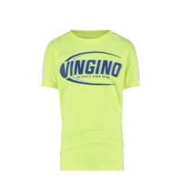 Vingino T-shirt Hampion met logo neon geel/blauw - thumbnail