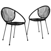 VidaXL Tuinstoelen 2 st pvc-rattan zwart - thumbnail