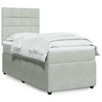 Boxspring met matras fluweel lichtgrijs 100x200 cm - thumbnail
