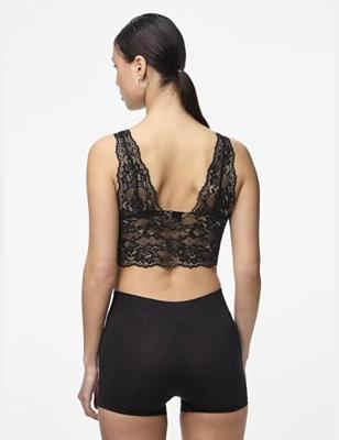 Bralette kant - Lace Bra Top - Zwarte dames kanten bh top -