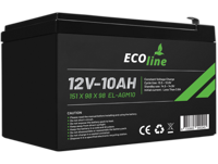 EcoLine - AGM 12V 10AH - 10000mAh VRLA Batterij - 151 x 98 x 98 - Deep Cycle Accu - thumbnail