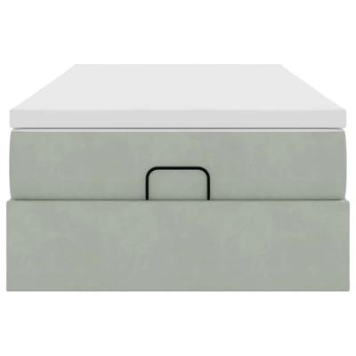 Ottoman bed met matras 120x200 cm fluweel lichtgrijs