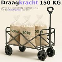 Venec Opvouwbare Bolderkar - Lichtgewicht en Robuust - Max. Draagvermogen 150 kg - Compact Ontwerp 87 x 54 x 76 cm - Verstelbare Stang - Massieve Banden - Inclusief Bidonhouder - Zwart - thumbnail