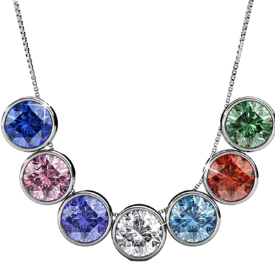 Yolora halsketting met Swarovski kristal + 6 kleurkristallen