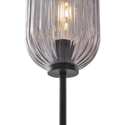 QAZQA Art Deco vloerlamp zwart met smoke glas 2-lichts - Rid