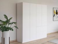 Kledingkast JOHAN 4 deuren 2 lades wit - thumbnail