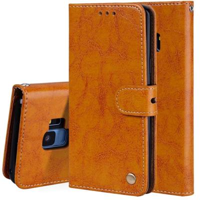 Voor Galaxy S9 olie Wax textuur horizontale Flip lederen draagtas met houder & kaartsleuven & portemonnee (bruin) Voor Galaxy S9 olie Wax textuur horizontale Flip lederen draagtas met houder & kaartsleuven & portemonnee (bruin)