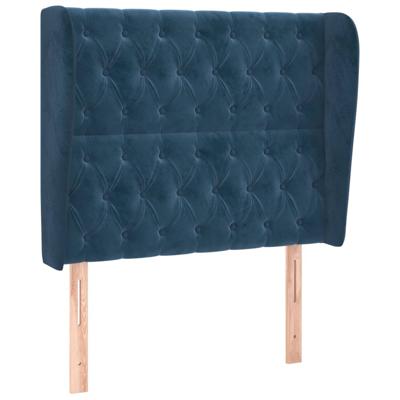 Hoofdbord met randen 93x23x118/128 cm fluweel donkerblauw
