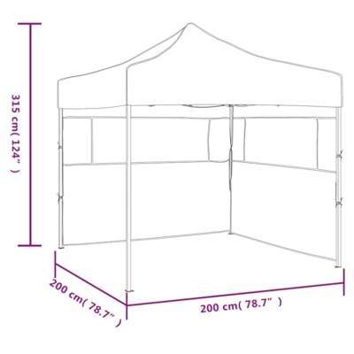 Partytent met 2 zijwanden inklapbaar 2x2 m staal blauw - thumbnail