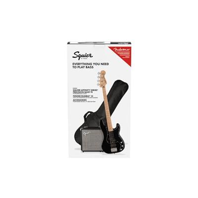 Squier Affinity Series Precision Bass PJ Pack MN Black starterset elektrische basgitaar