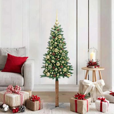 VidaXL Slanke kerstboom groen 150 cm pvc en massief dennenhout VidaXL Slanke kerstboom groen 150 cm pvc en massief dennenhout