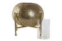 Kaarshouder Home ESPRIT Gouden Metaal Kristal 24 x 24 x 20 cm - thumbnail