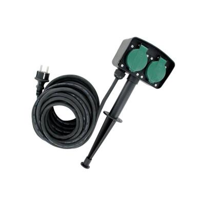 Buitenstopcontact tuinstopcontact dubbel met snoer 10M en spies pin