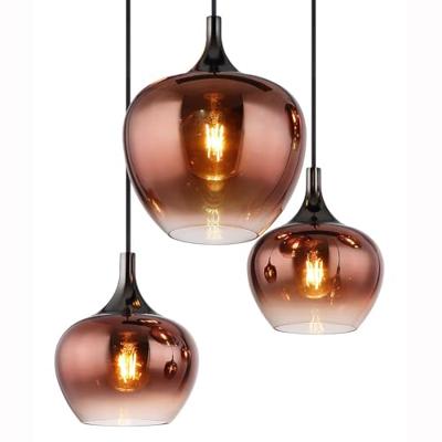 Globo Zwarte hanglampMaxy met rood glas 6-lichts - 15548-6HG
