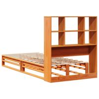 Bed met boekenkast zonder matras hout wasbruin 140x190 cm - thumbnail