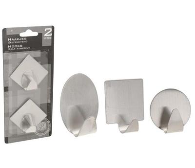 Storage Solutions Haakjes zelfklevend rvs 2 stuks