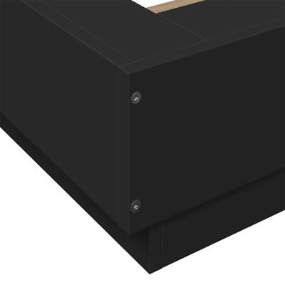Bedframe met LED-verlichting bewerkt hout zwart 75x190 cm