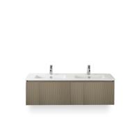 Frozen 3d Badmeubelset 140 cm - Greeplijst in kleur - Olive - Keramische Wastafel Wit 2 kraangaten - thumbnail